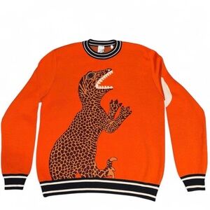 Paul Smith orange dinosaur crewneck sweater